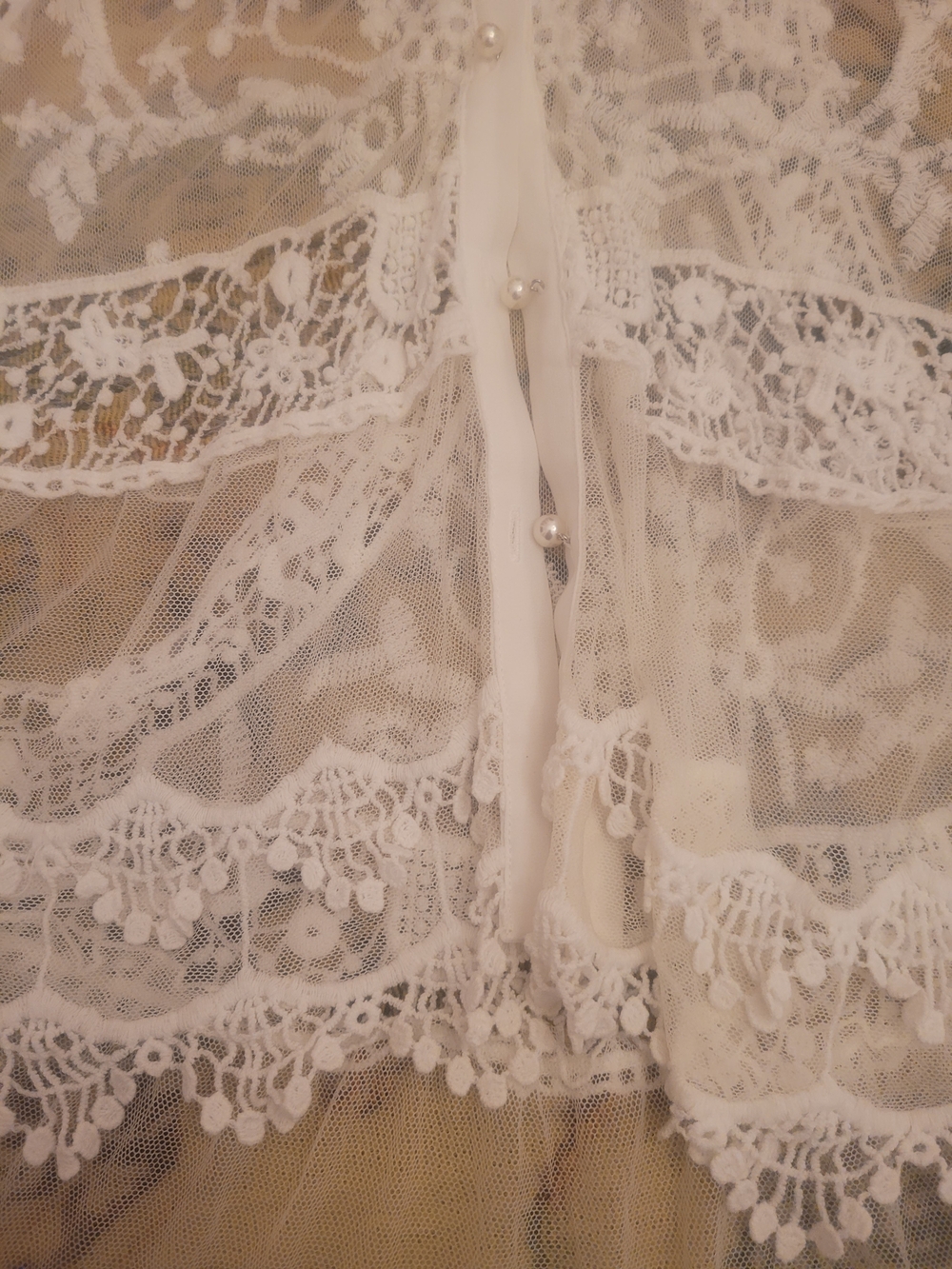 VENUS Sheer White Lace Tie-Front Vest - Picture 9 of 14